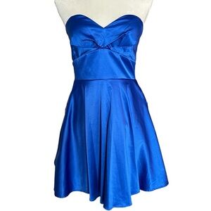 City Triangles Royal Blue Satin Strapless Party Dress, VGUC, 9